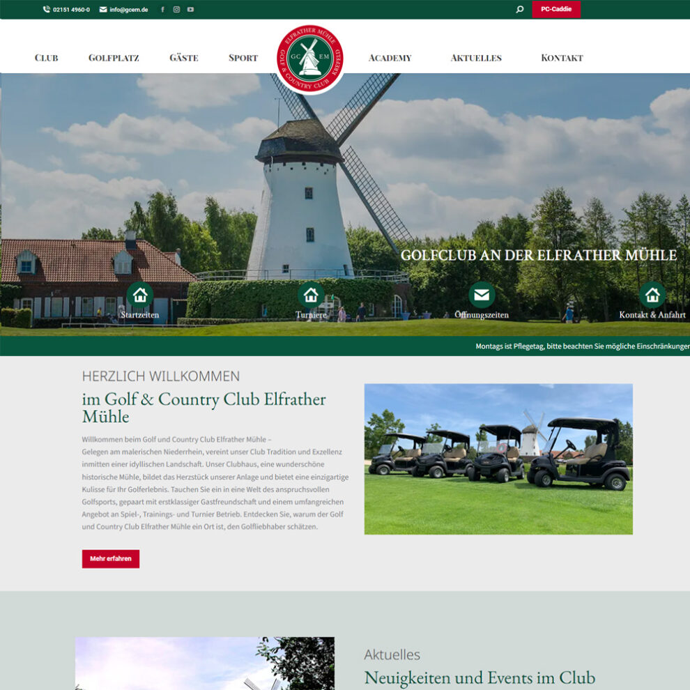 Website-Design für den Golfclub El frather Mühle von Nani Vinken Design